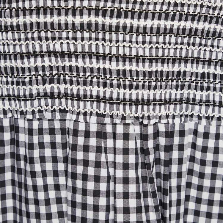 Pre Owned Moschino Jeans Monochrome Gingham Check Cotton Dress L
