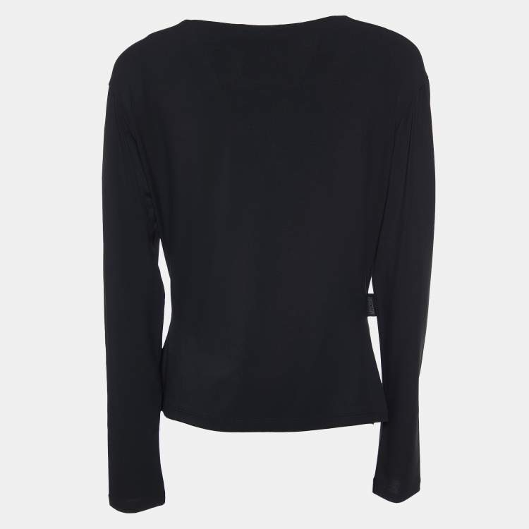 مملوكة مسبقًا Moschino Jeans Black Jersey Button Front Shirt L