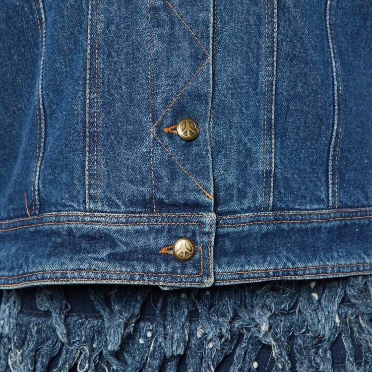 Pre Owned Moschino Jeans Blue Denim Frayed Detail Mini Dress & Jacket L