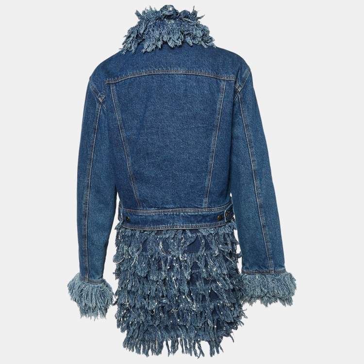 Pre Owned Moschino Jeans Blue Denim Frayed Detail Mini Dress & Jacket L
