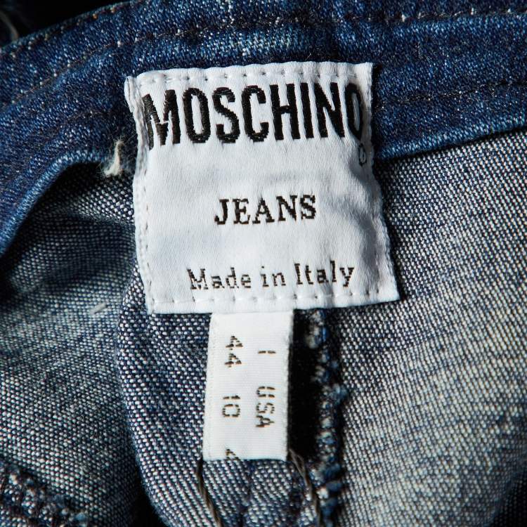 Pre Owned Moschino Jeans Blue Denim Frayed Detail Mini Dress & Jacket L