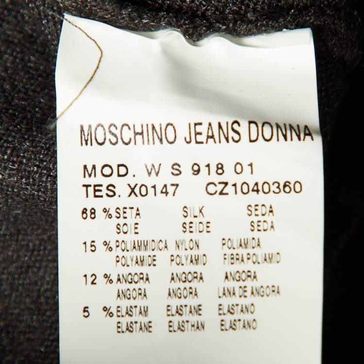 مملوكة مسبقًا Moschino Jeans Grey Embellished Knit Zip Front High Neck Sweater L