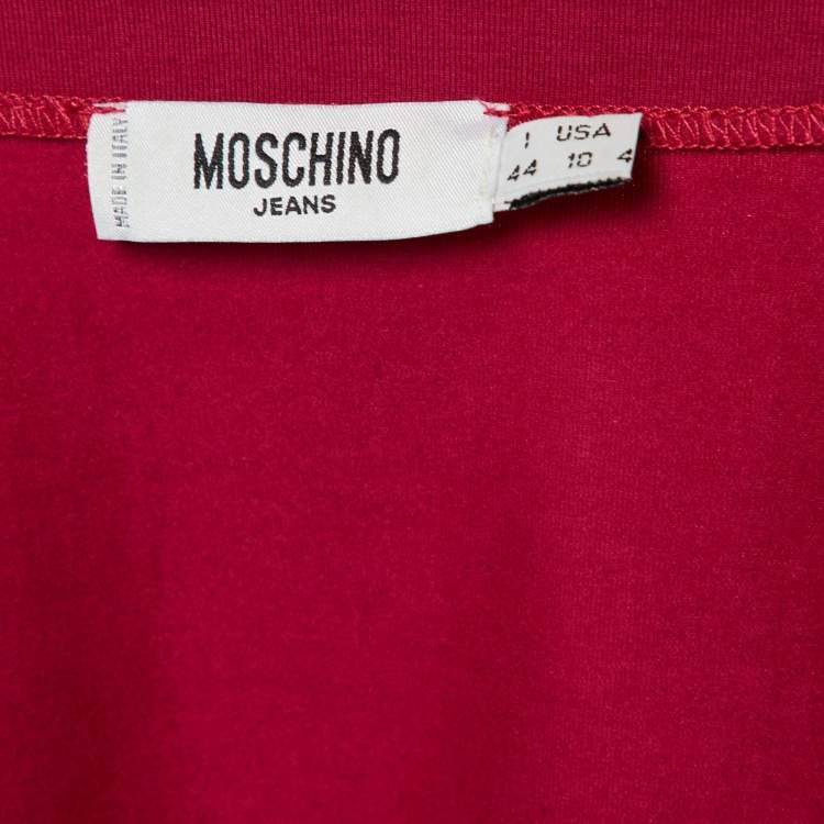 Pre Owned Moschino Jeans Magenta Clips Detail Cotton Knit Cardigan & Corduroy Capri Pants M