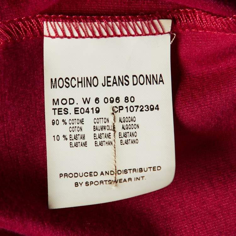 Pre Owned Moschino Jeans Magenta Clips Detail Cotton Knit Cardigan & Corduroy Capri Pants M
