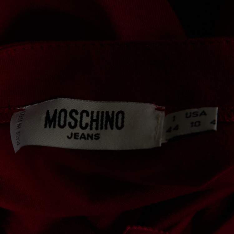 Pre Owned Moschino Jeans Magenta Clips Detail Cotton Knit Cardigan & Corduroy Capri Pants M