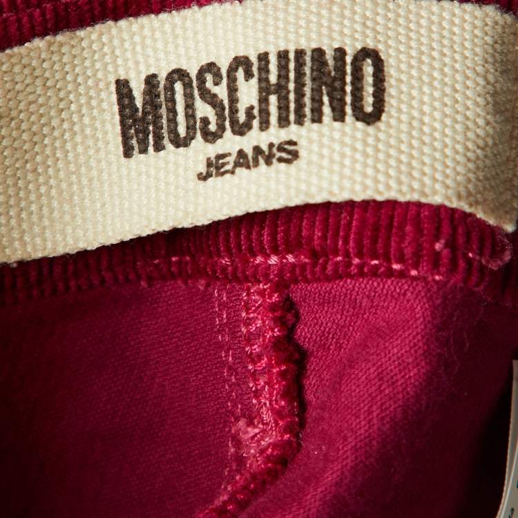 Pre Owned Moschino Jeans Magenta Clips Detail Cotton Knit Cardigan & Corduroy Capri Pants M