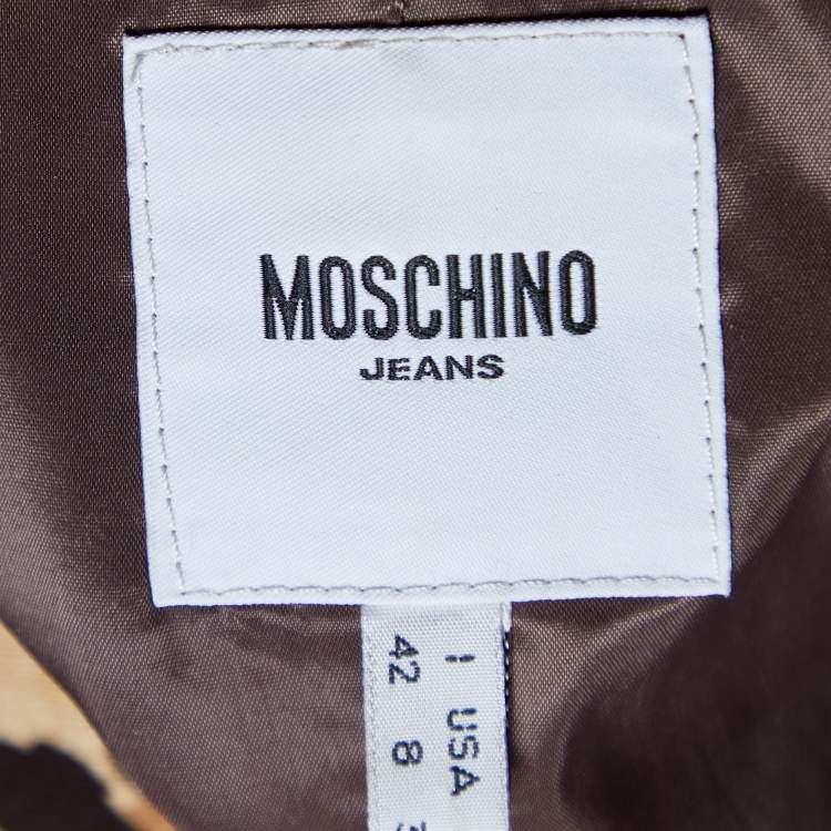 Pre Owned Moschino Jeans Brown/Beige Animal Printed Cotton Blazer M