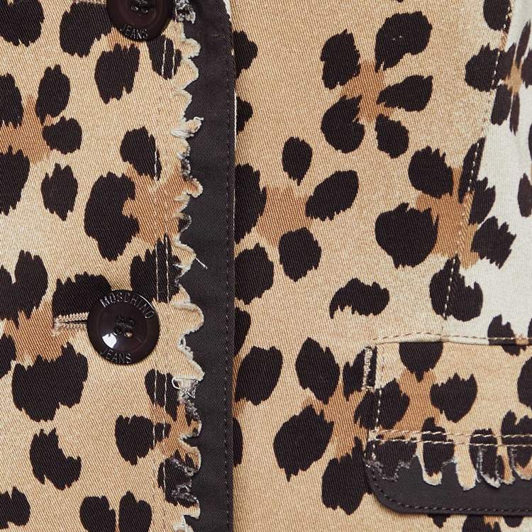 Pre Owned Moschino Jeans Brown/Beige Animal Printed Cotton Blazer M