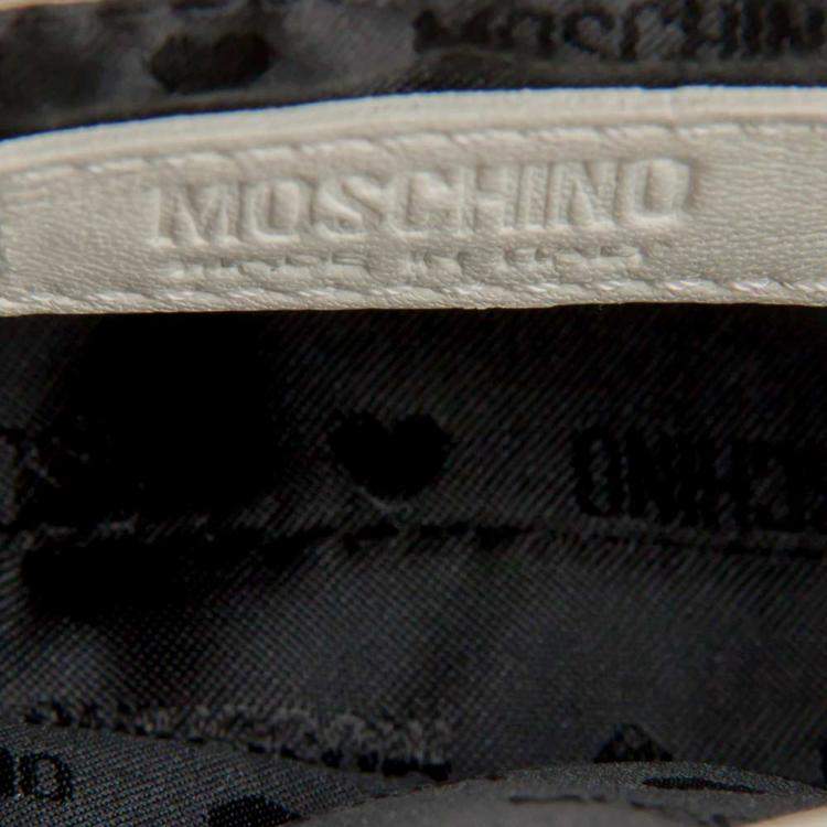 Pre Owned Moschino White/Black Leather Waist Belt Bag