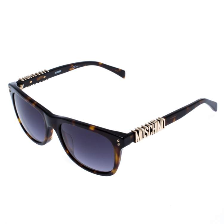 Pre Owned Moschino Brown Tortoise Gradient Safilo Square Sunglasses 