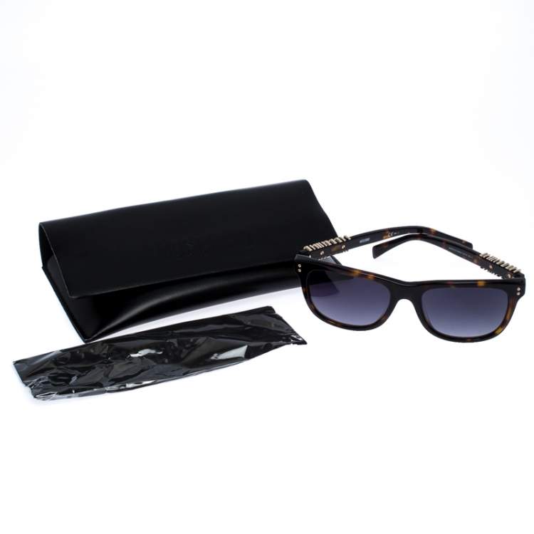 Pre Owned Moschino Brown Tortoise Gradient Safilo Square Sunglasses 