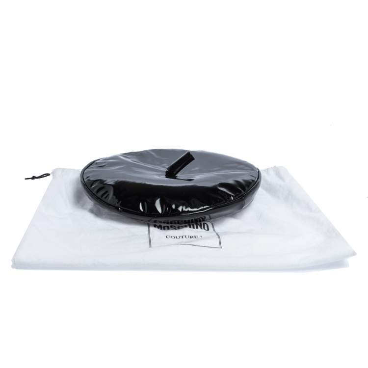 Pre Owned Moschino Black Vinyl Beret Hat L