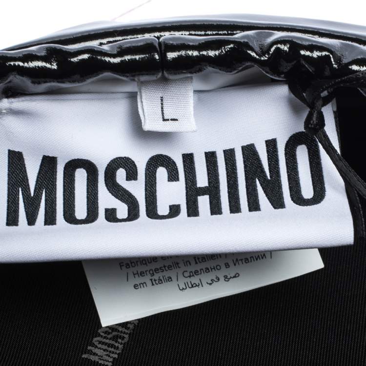 Pre Owned Moschino Black Vinyl Beret Hat L
