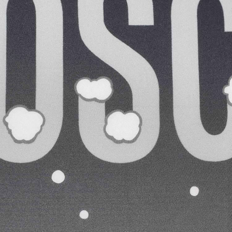 Pre Owned Moschino Grey Igloo Bear Print Silk Scarf