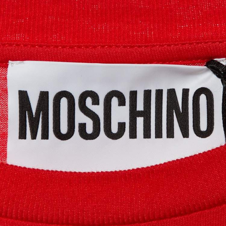 Pre Owned Moschino Couture Red Cotton McDonald Logo Crew Neck T-Shirt Dress L