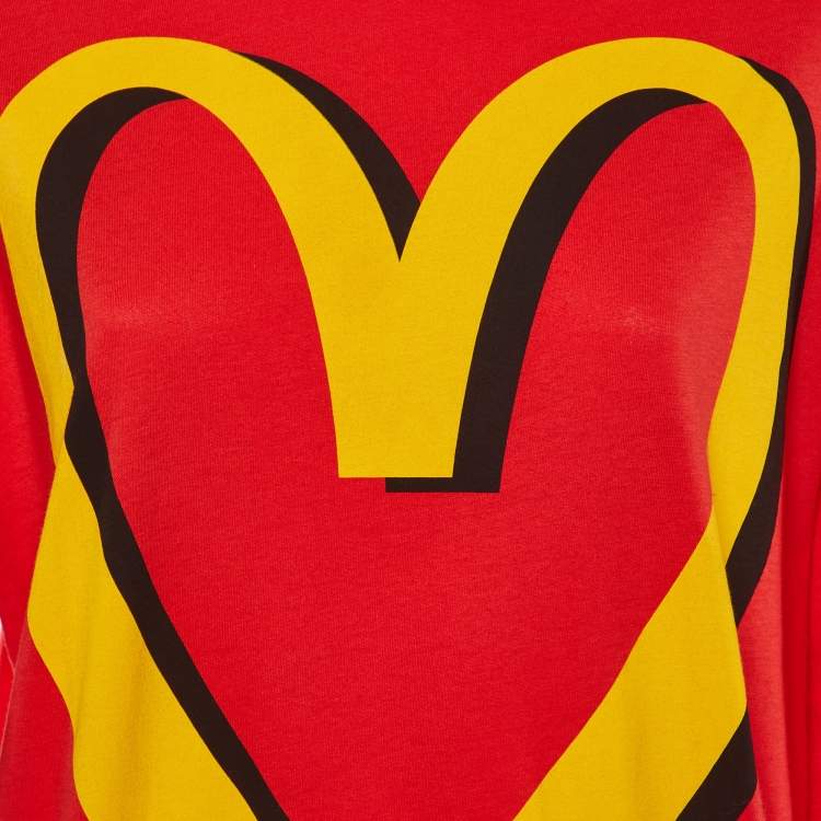 Pre Owned Moschino Couture Red Cotton McDonald Logo Crew Neck T-Shirt Dress L
