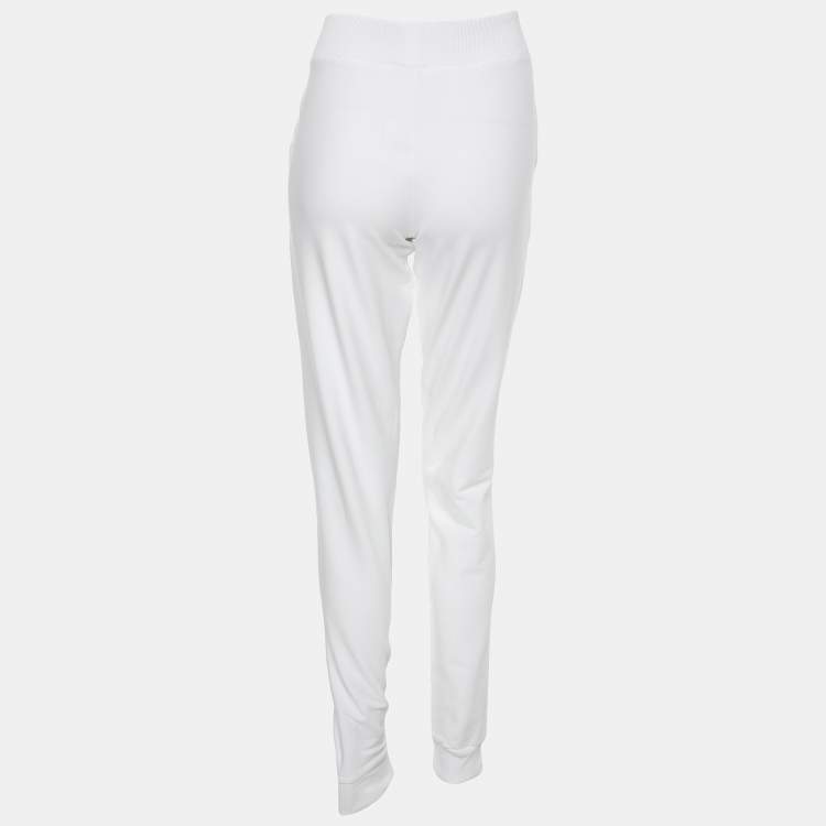 Pre Owned Moschino White Cotton Logo Underwear Jogger Pants M