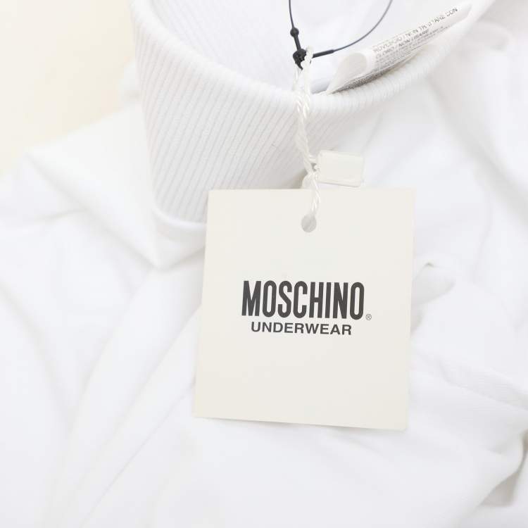 Pre Owned Moschino White Cotton Logo Underwear Jogger Pants M