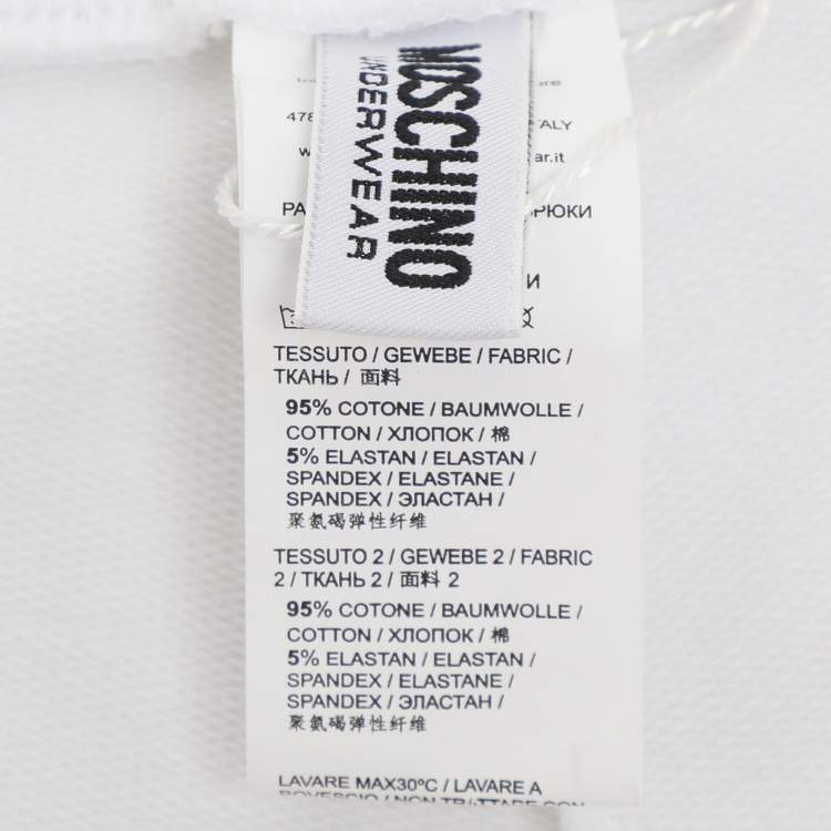 Pre Owned Moschino White Cotton Logo Underwear Jogger Pants M