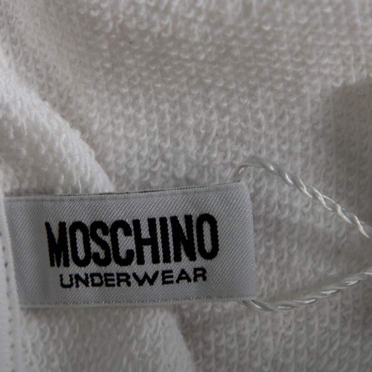 Pre Owned Moschino Underwear White Cotton Underbear Print Sweatshirt Dress L