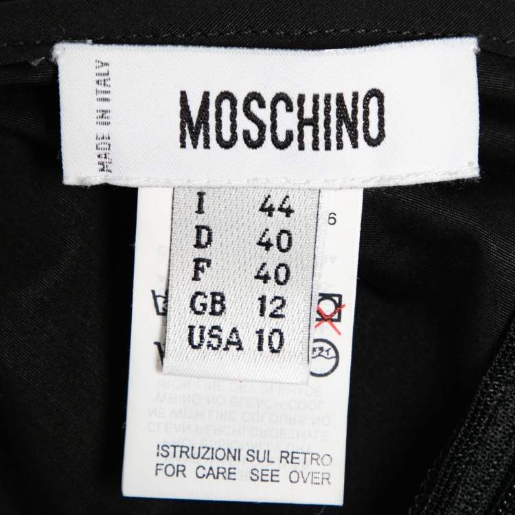 Pre Owned Moschino Black Cotton Ruffle Trimmed Maxi Skirt M