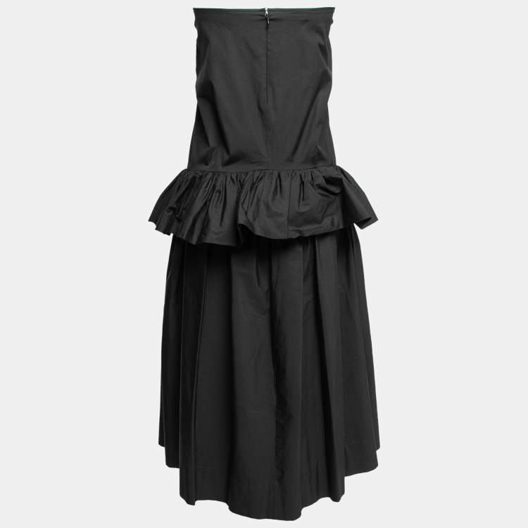 Pre Owned Moschino Black Cotton Ruffle Trimmed Maxi Skirt M