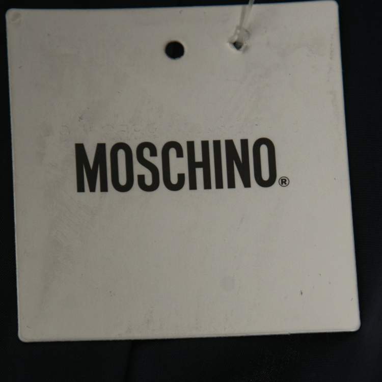 Pre Owned Moschino Navy Blue Wool Blend Draped Front Blazer L