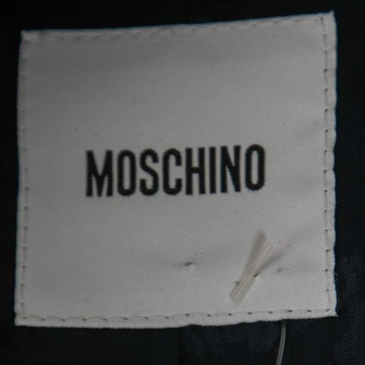Pre Owned Moschino Navy Blue Wool Blend Draped Front Blazer L