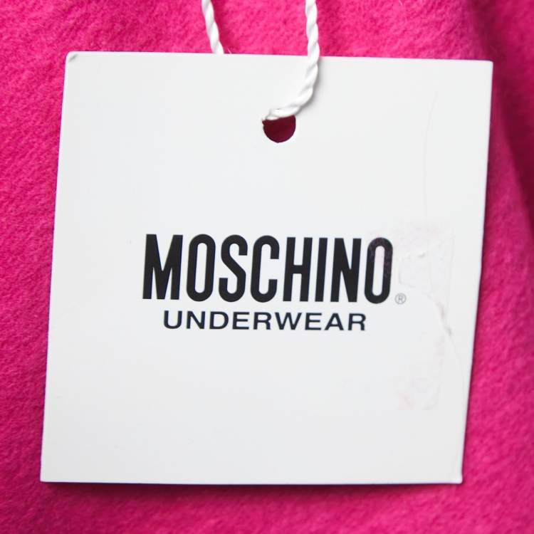 Pre Owned Moschino Underwear Pink Cotton Logo Tape Zip Up Sweatshirt S