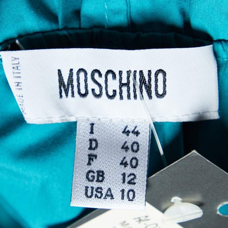 Pre Owned Moschino Green Cotton Ruffle Detail Top M