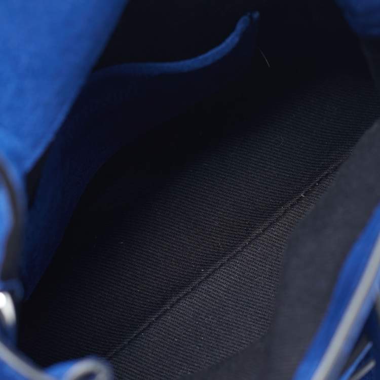 Pre Owned Moschino Tie Me Small Blue Suede Top Handle Bag