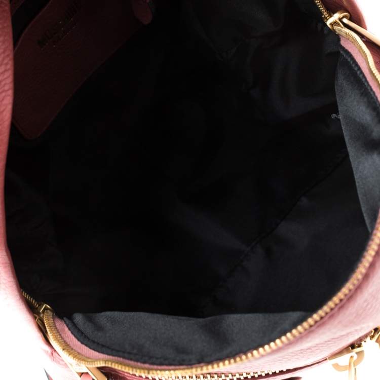 Pre Owned Moschino Nude Red Leather Medium Pocket Backpack