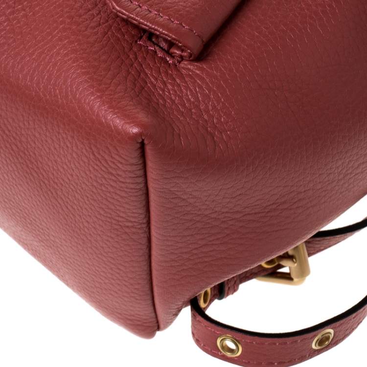 Pre Owned Moschino Nude Red Leather Medium Pocket Backpack