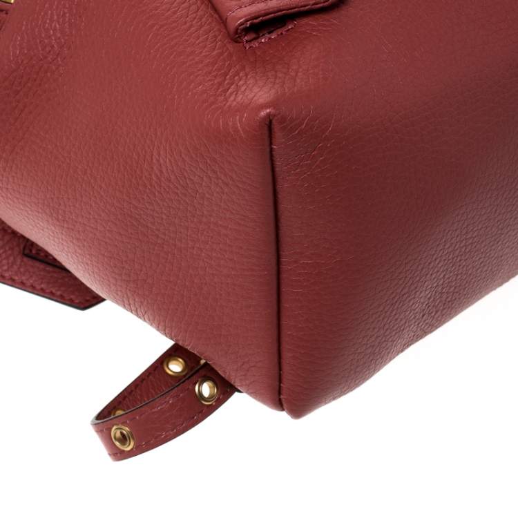 Pre Owned Moschino Nude Red Leather Medium Pocket Backpack