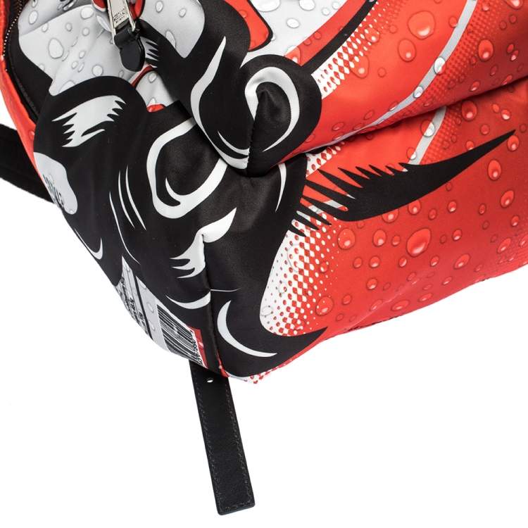 Pre Owned Moschino Multicolor Eyes Collection Print Nylon Backpack