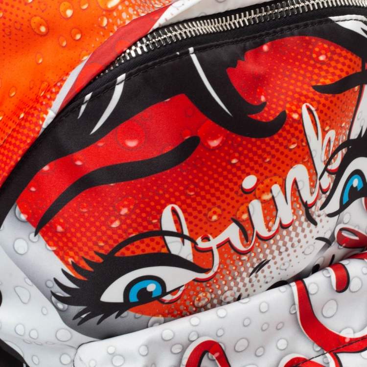 Pre Owned Moschino Multicolor Nylon and Leather Moschino Eyes Capsule Backpack        