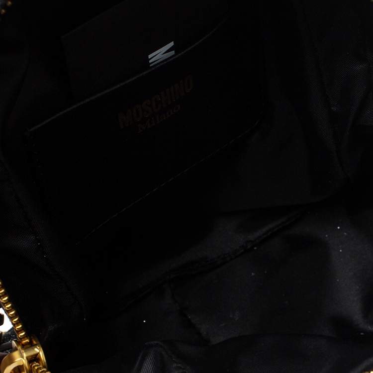Pre Owned Moschino Black Glitters and Leather Backpack