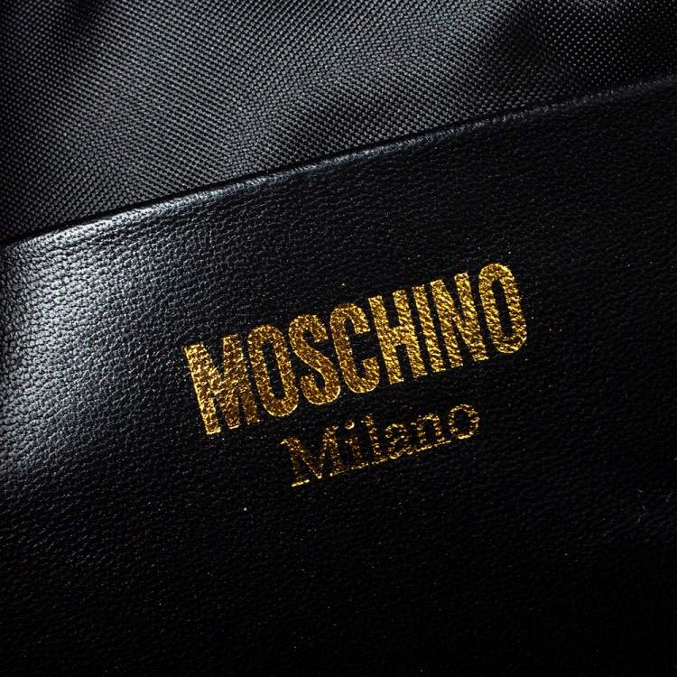 Pre Owned Moschino Black Glitters and Leather Backpack