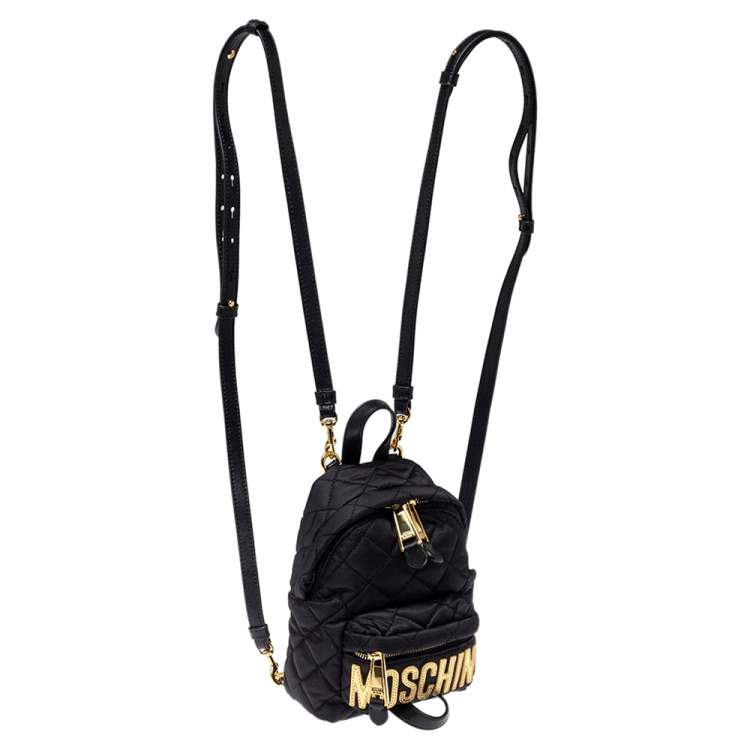 Pre Owned Moschino Black Quilted Nylon Mini Backpack