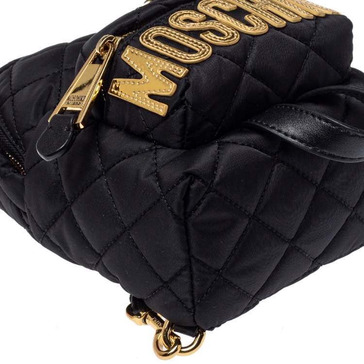 Pre Owned Moschino Black Quilted Nylon Mini Backpack