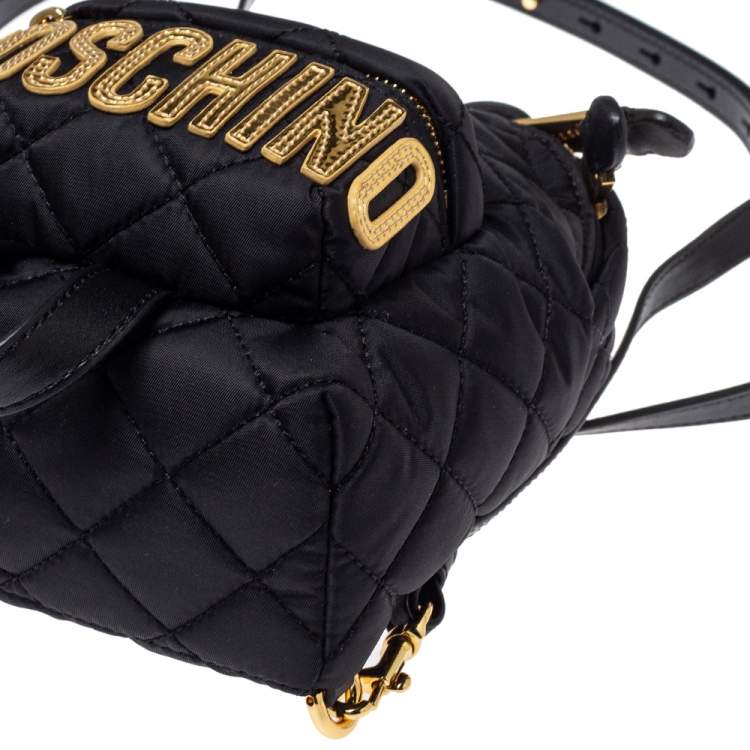Pre Owned Moschino Black Quilted Nylon Mini Backpack