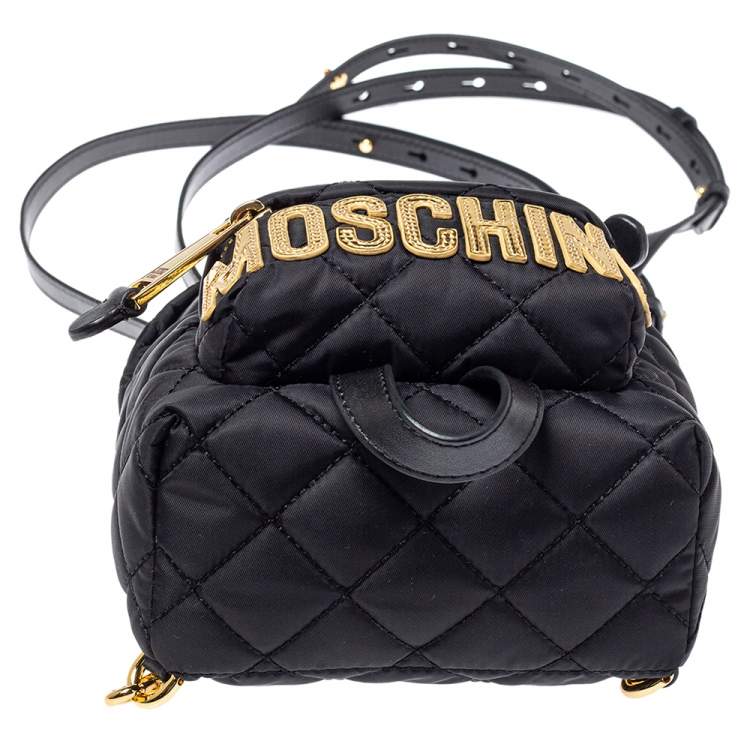 Pre Owned Moschino Black Quilted Nylon Mini Backpack