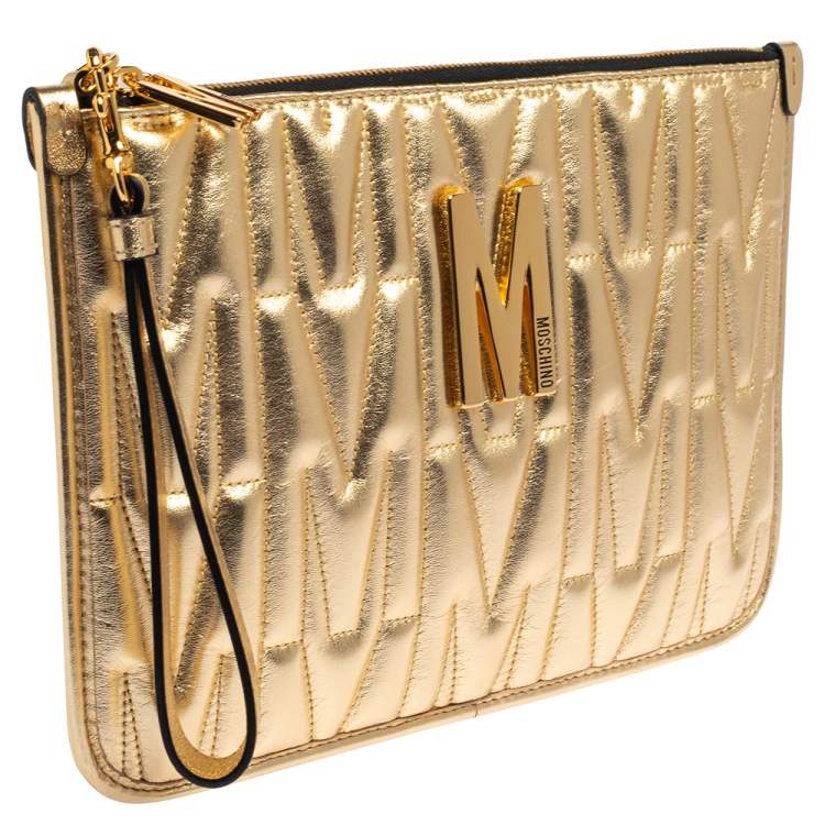 مملوكة مسبقًا Moschino Gold Leather Pochette