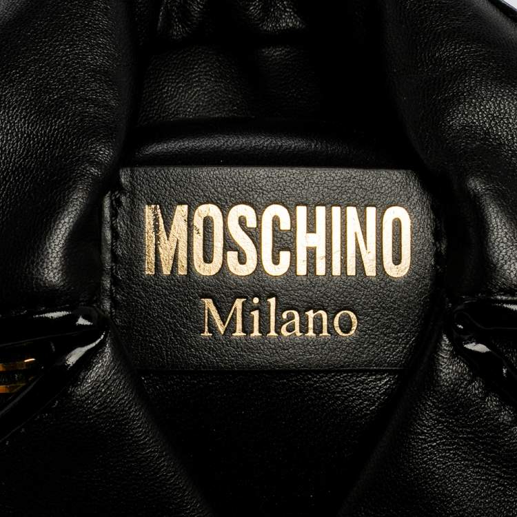 مملوكة مسبقًا Moschino Black Leather Biker Jacket Shoulder Bag
