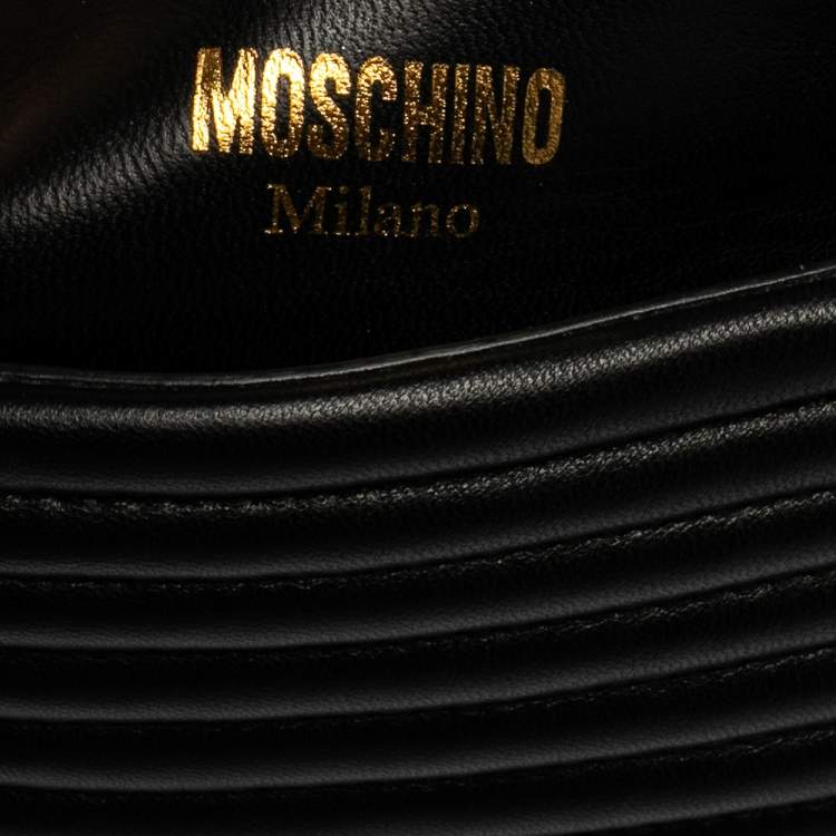 مملوكة مسبقًا Moschino Black Leather Biker Jacket Shoulder Bag