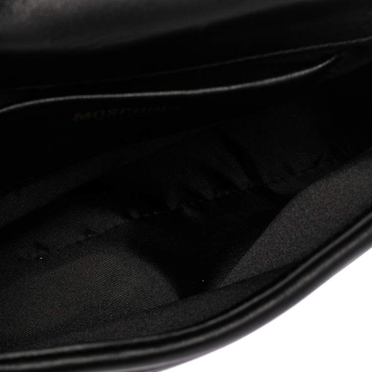 مملوكة مسبقًا Moschino Black Leather Biker Jacket Shoulder Bag