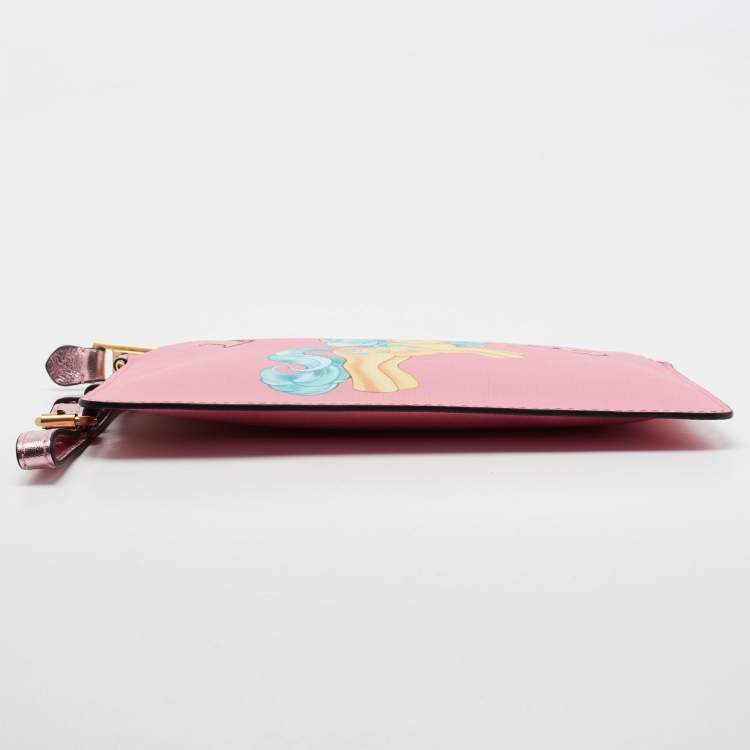 Pre Owned Moschino Pink Leather My Little Pony Pouch Clutch