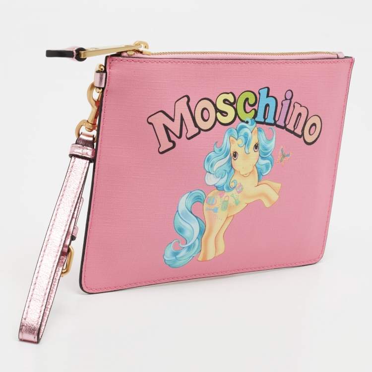 Pre Owned Moschino Pink Leather My Little Pony Pouch Clutch