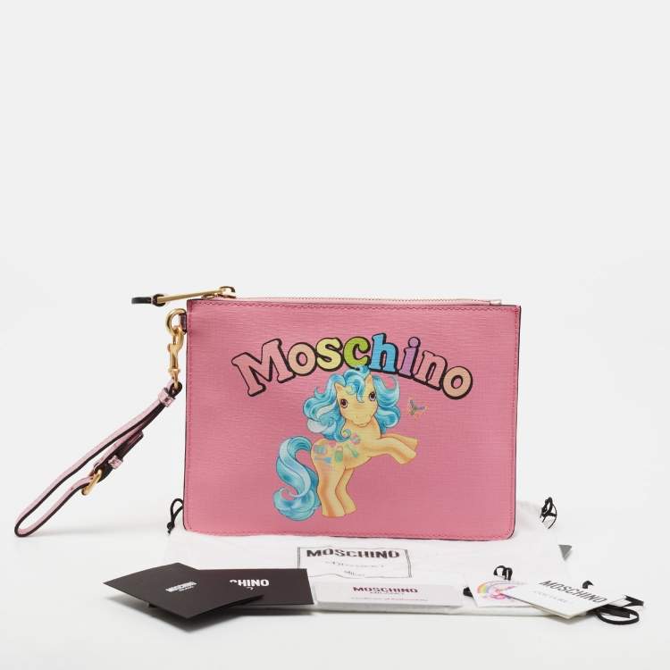 Pre Owned Moschino Pink Leather My Little Pony Pouch Clutch