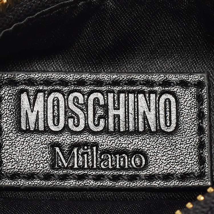 Pre Owned Moschino Black Nylon Logo Pochette 
